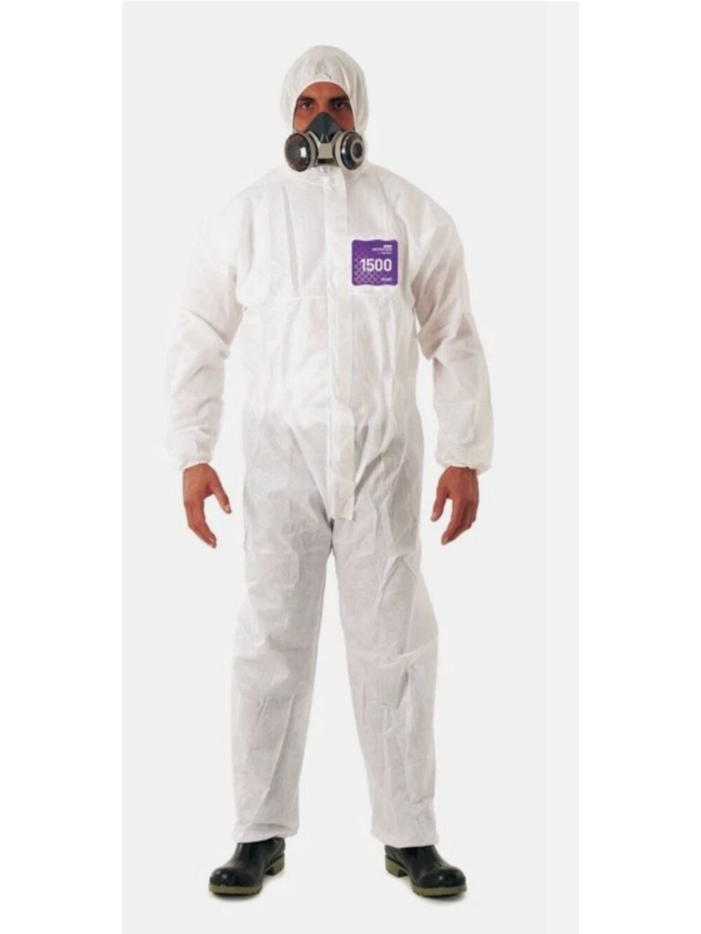 Microchem By AlphaTec 1500 Coverall Collared Serged Seams White